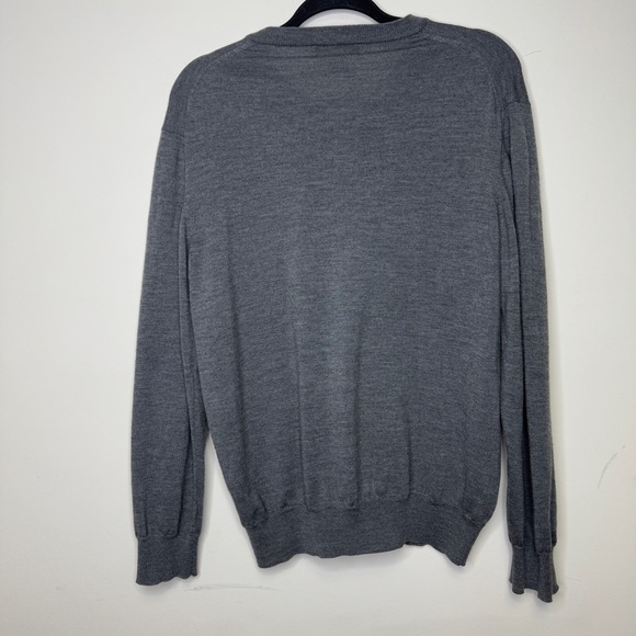 Vintage Harry Rosen L Extra Fine Italian Merino Wool Men's Gray V-Neck Sweater - Picture 5 of 12
